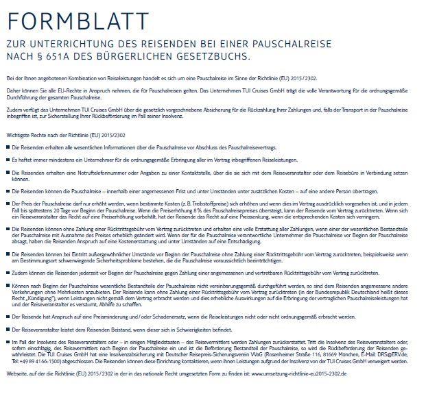Pauschalreiserichtlinie EU-Formblatt